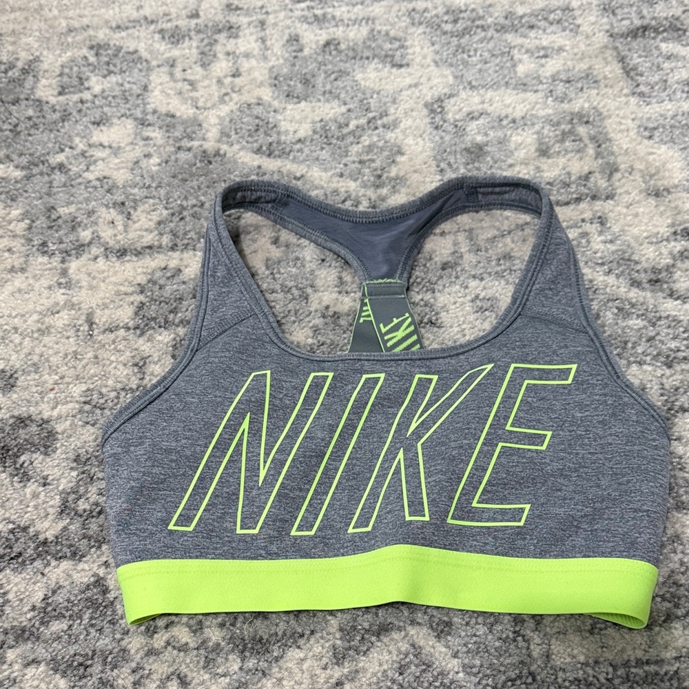 Nike Heather Gray and Lime Sports Bra